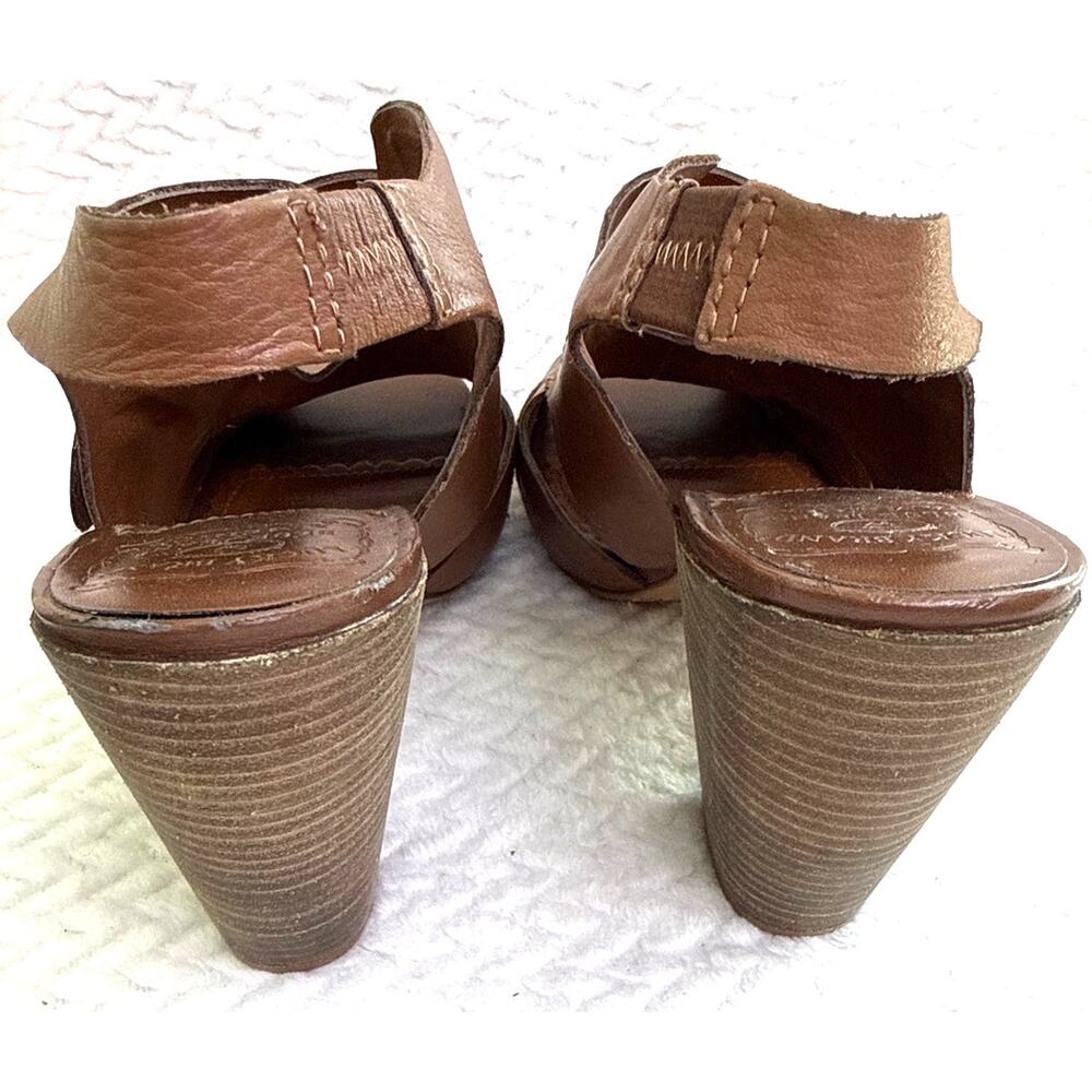 Lucky Brand Tan Leather Platform Heels Sandals Women’s 8.5 Boho - Picture 5 of 9